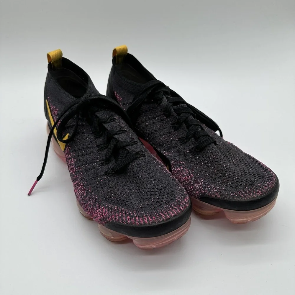 Nike Air VaporMax Flyknit 2 Shoes Mens 9 Black Pink Running Athletic Sneakers
